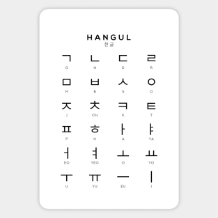 Korean Alphabet Chart, Hangul Language Chart, White Magnet